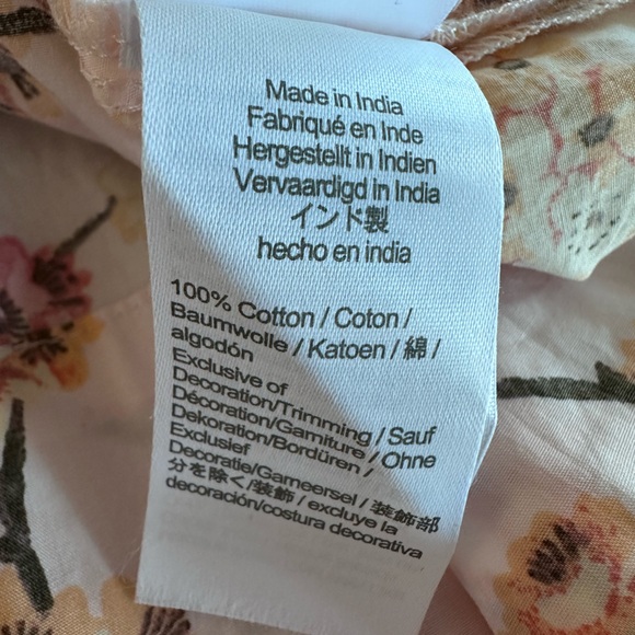 J. Crew Smocked Neck Puff-Sleeve Cotton Dress Pink Peach Cherry Blossoms LG NWT - Picture 9 of 14